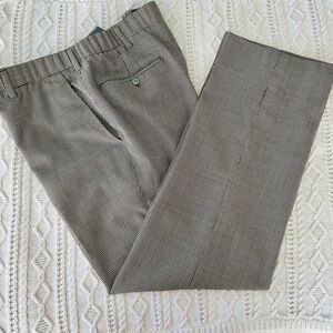 Vintage 70s Men's Trouser Pants Houndstooth Check Black White Wool size W36 L28